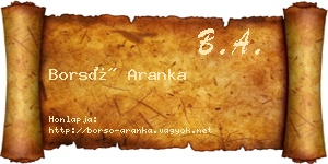 Borsó Aranka névjegykártya